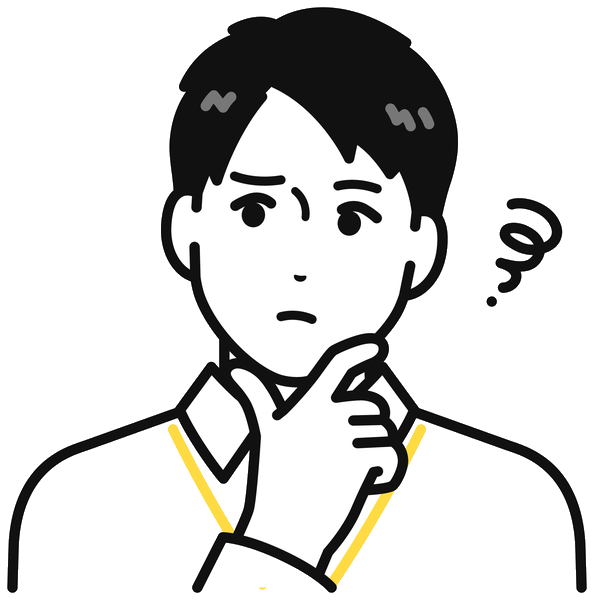 仕事のことで悩んでいる若い男性のイラスト